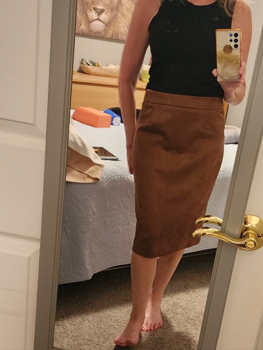 Tommy Hilfiger Faux Suede Chocolate Brown Skirt